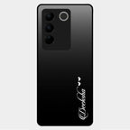 Customize Name Gradient Glass Case Cover Black For Vivo V27 5G