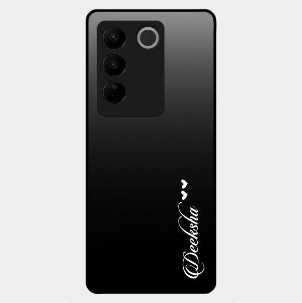 Customize Name Gradient Glass Case Cover Black For Vivo V27 5G