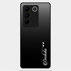 Customize Name Gradient Glass Case Cover Black For Vivo V27 Pro 5G