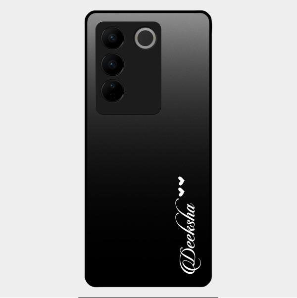 Customize Name Gradient Glass Case Cover Black For Vivo V27 Pro 5G