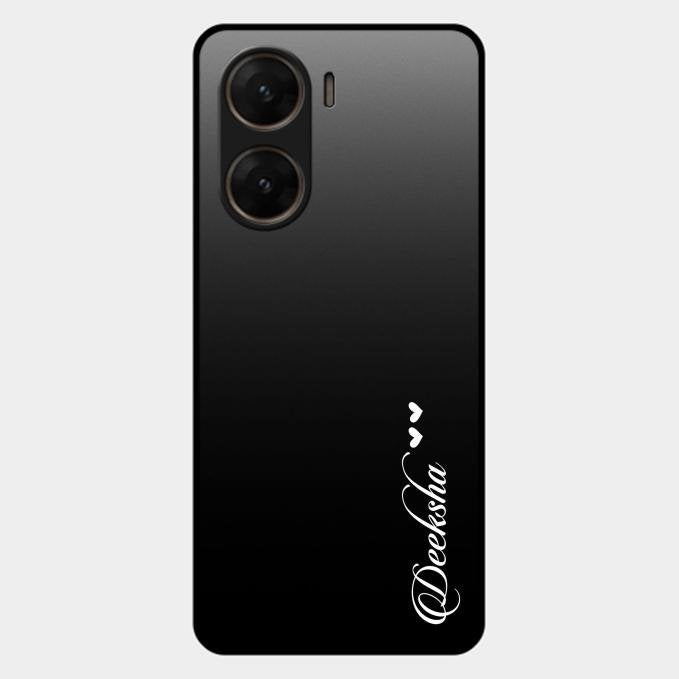 Customize Name Gradient Glass Case Cover Black For Vivo V29E 5G