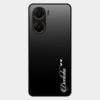 Customize Name Gradient Glass Case Cover Black For Vivo V29E 5G