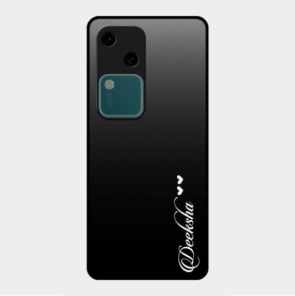 Customize Name Gradient Glass Case Cover Black For Vivo V30 5G