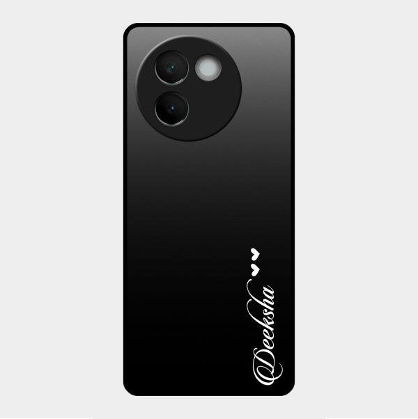 Customize Name Gradient Glass Case Cover Black For Vivo V30E 5G