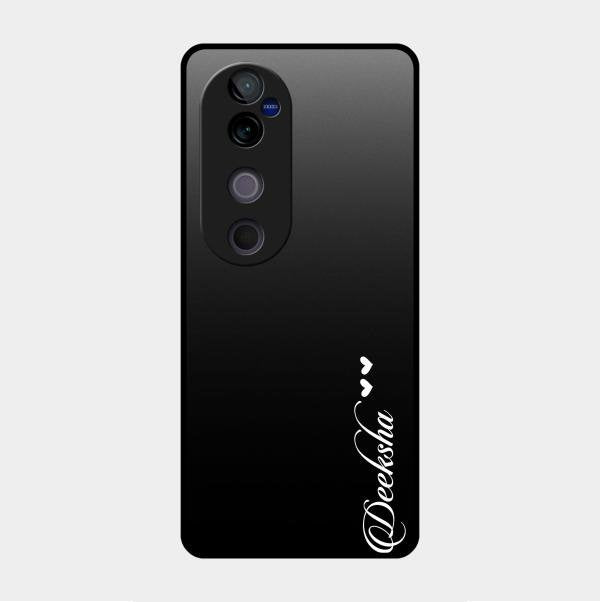 Customize Name Gradient Glass Case Cover Black For Vivo V40 Pro 5G