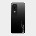 Customize Name Gradient Glass Case Cover Black For Vivo V40E 5G