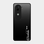 Customize Name Gradient Glass Case Cover Black For Vivo V40E 5G