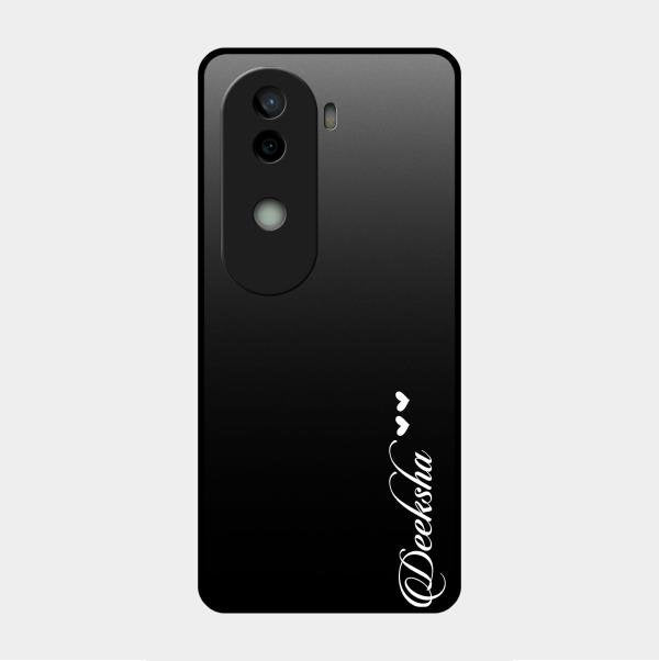 Customize Name Gradient Glass Case Cover Black For Vivo V40E 5G