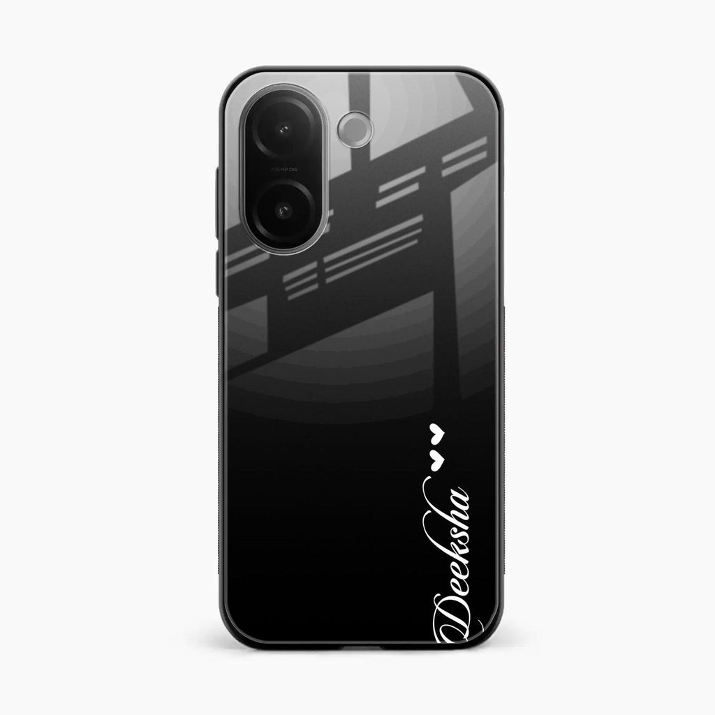 Customize Name Gradient Glass Case Cover Black For Vivo V60e 5G