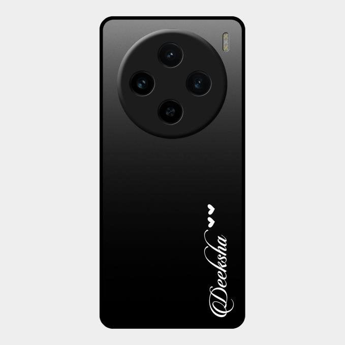 Customize Name Gradient Glass Case Cover Black For Vivo X100 5G