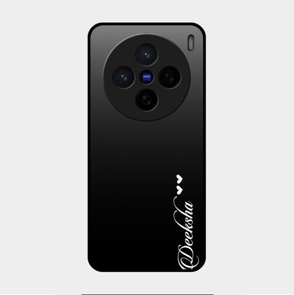 Customize Name Gradient Glass Case Cover Black For Vivo X200 5G