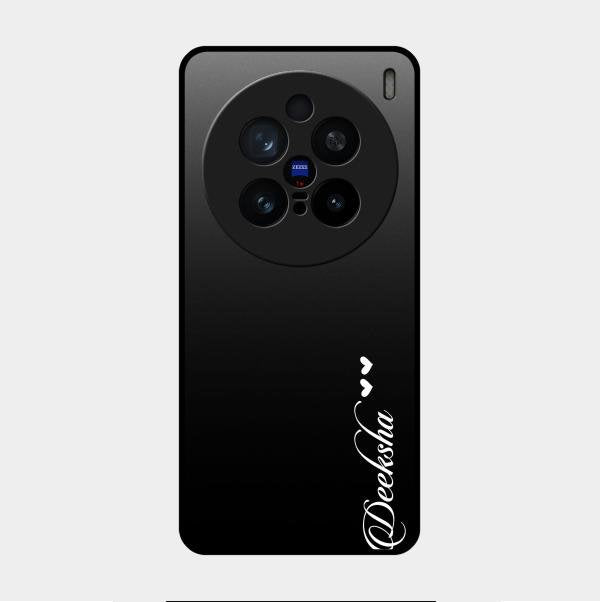 Customize Name Gradient Glass Case Cover Black For Vivo X200 Pro 5G