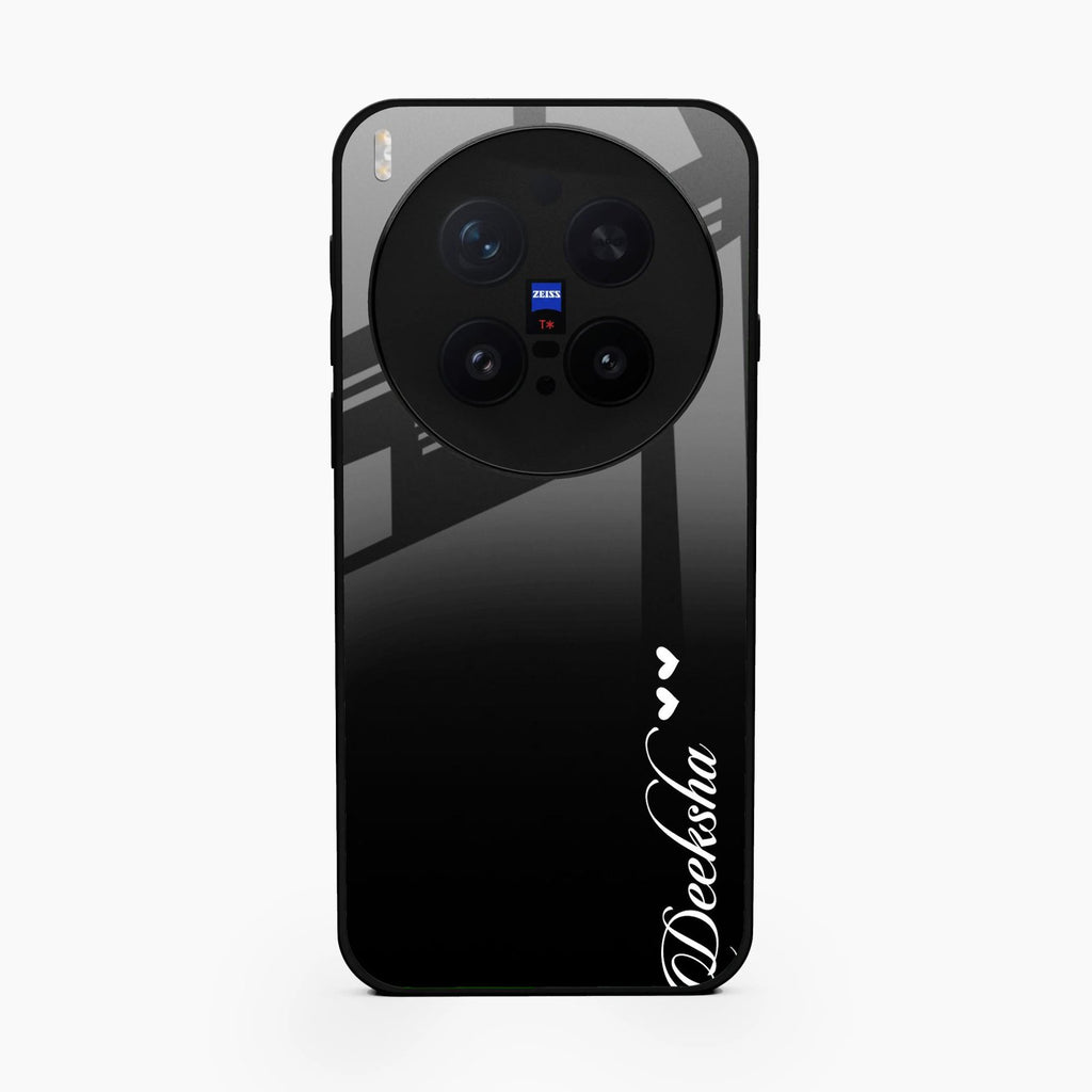 Customize Name Gradient Glass Case Cover Black For Vivo X300 Pro 5G