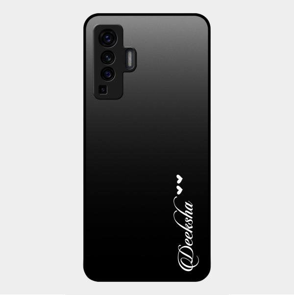 Customize Name Gradient Glass Case Cover Black For Vivo X50 5G