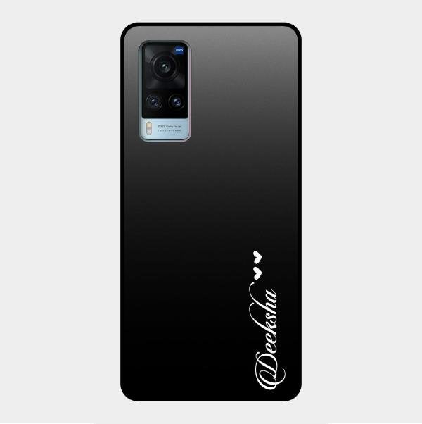 Customize Name Gradient Glass Case Cover Black For Vivo X60 5G
