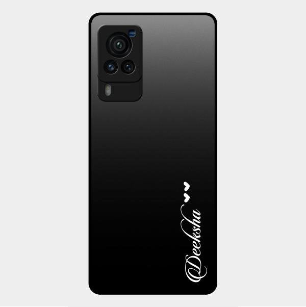 Customize Name Gradient Glass Case Cover Black For Vivo X60 Pro 5G