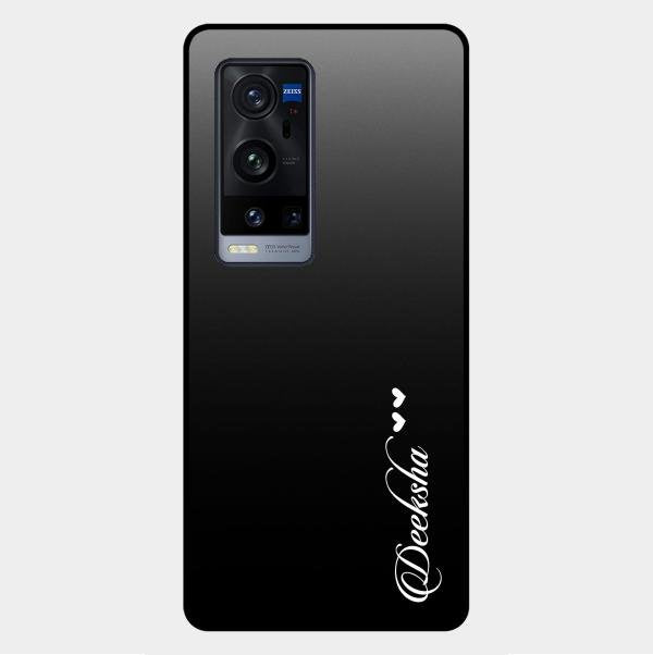 Customize Name Gradient Glass Case Cover Black For Vivo X60 Pro Plus 5G