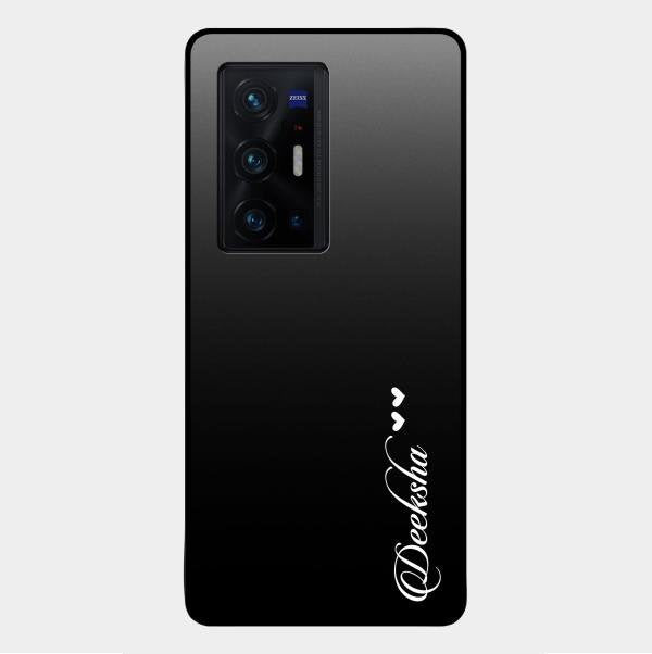 Customize Name Gradient Glass Case Cover Black For Vivo X70 Pro Plus 5G