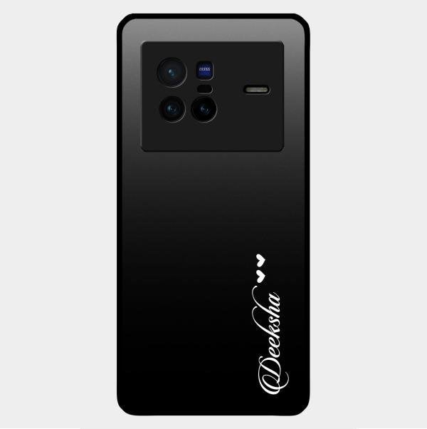 Customize Name Gradient Glass Case Cover Black For Vivo X80 5G