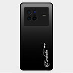 Customize Name Gradient Glass Case Cover Black For Vivo X80 5G