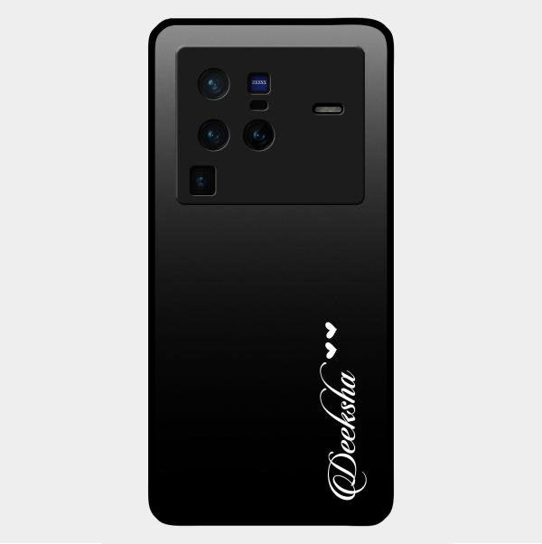 Customize Name Gradient Glass Case Cover Black For Vivo X80 Pro 5G