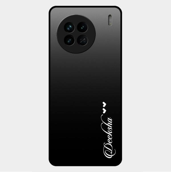 Customize Name Gradient Glass Case Cover Black For Vivo X90 5G
