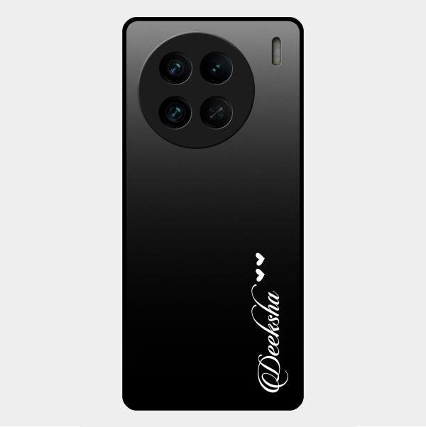 Customize Name Gradient Glass Case Cover Black For Vivo X90 Pro 5G