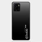 Customize Name Gradient Glass Case Cover Black For Vivo Y01