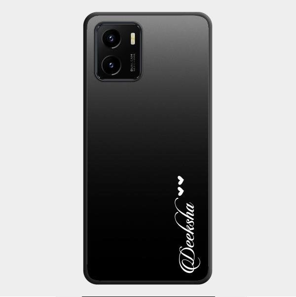 Customize Name Gradient Glass Case Cover Black For Vivo Y01