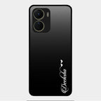Customize Name Gradient Glass Case Cover Black For Vivo Y16
