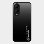 Customize Name Gradient Glass Case Cover Black For Vivo Y17S