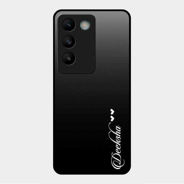 Customize Name Gradient Glass Case Cover Black For Vivo Y200E 5G
