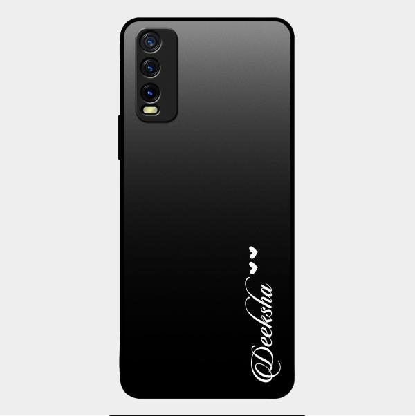 Customize Name Gradient Glass Case Cover Black For Vivo Y20T