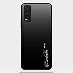 Customize Name Gradient Glass Case Cover Black For Vivo Y20T