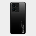 Customize Name Gradient Glass Case Cover Black For Vivo Y22