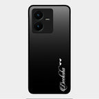 Customize Name Gradient Glass Case Cover Black For Vivo Y22