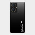 Customize Name Gradient Glass Case Cover Black For Vivo Y27