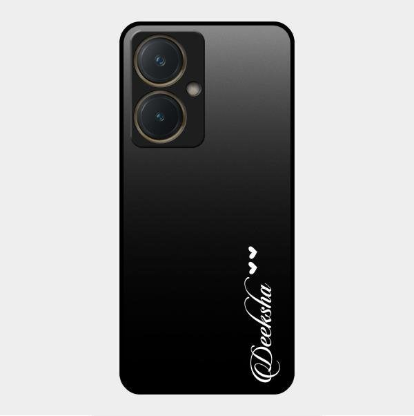 Customize Name Gradient Glass Case Cover Black For Vivo Y27