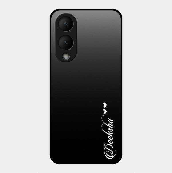 Customize Name Gradient Glass Case Cover Black For Vivo Y28 5G