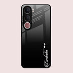 Customize Name Gradient Glass Case Cover Black For Vivo Y31 5G