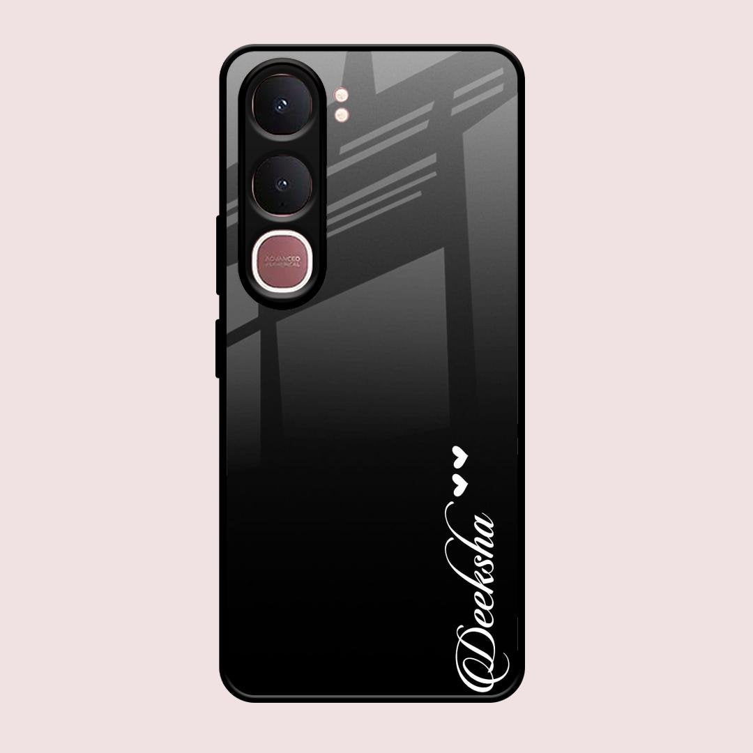 Customize Name Gradient Glass Case Cover Black For Vivo Y31 5G