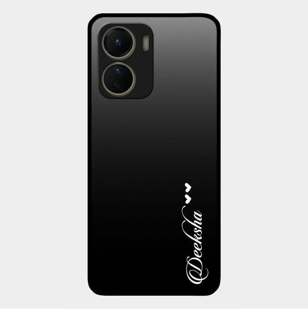 Customize Name Gradient Glass Case Cover Black For Vivo Y56 5G