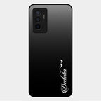 Customize Name Gradient Glass Case Cover Black For Vivo Y75 4G