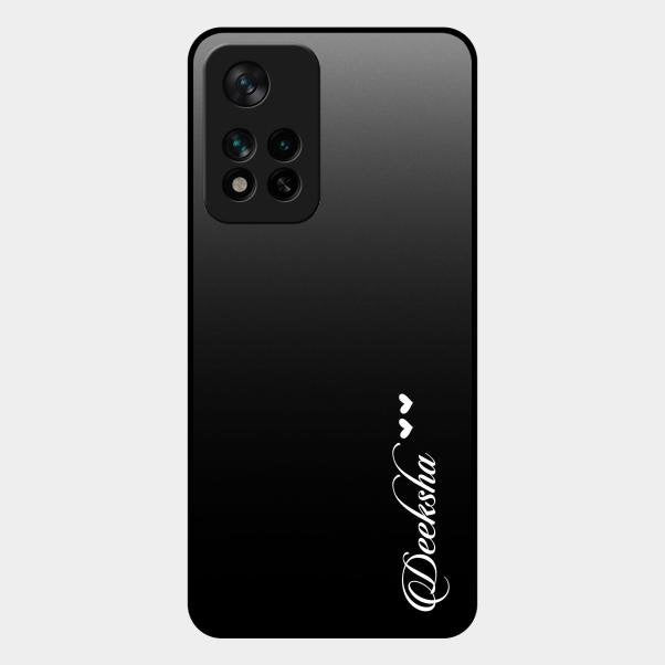 Customize Name Gradient Glass Case Cover Black For Xiaomi 11I 5G