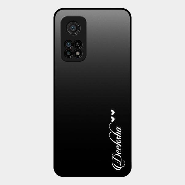 Customize Name Gradient Glass Case Cover Black For Xiaomi Mi 10T Pro 5G