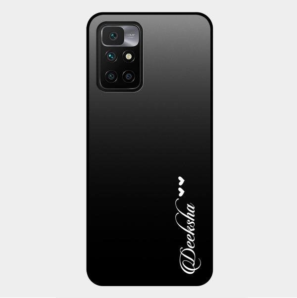 Customize Name Gradient Glass Case Cover Black For Xiaomi Redmi 10 Prime