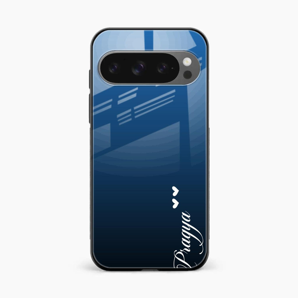 Customize Name Gradient Glass Case Cover Blue For Google Pixel 10 Pro XL