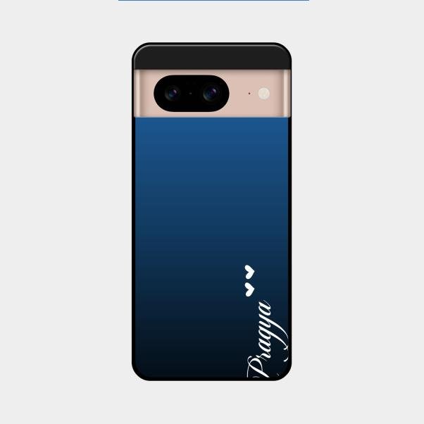 Customize Name Gradient Glass Case Cover Blue For Google Pixel 8 5G