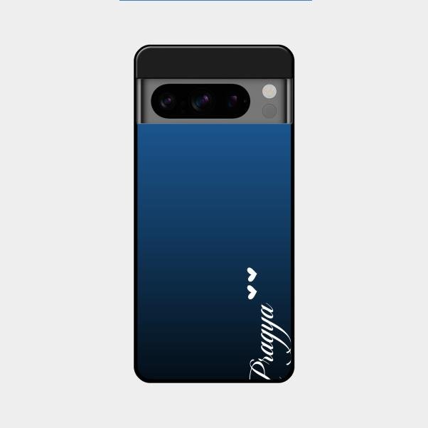 Customize Name Gradient Glass Case Cover Blue For Google Pixel 8 Pro 5G