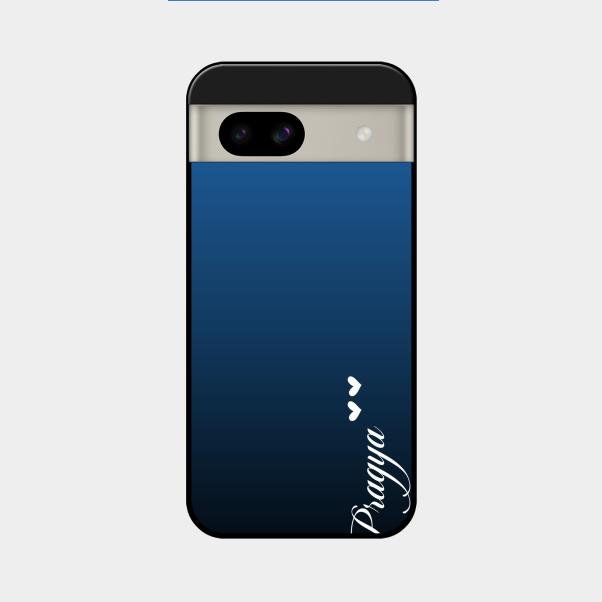 Customize Name Gradient Glass Case Cover Blue For Google Pixel 8A 5G